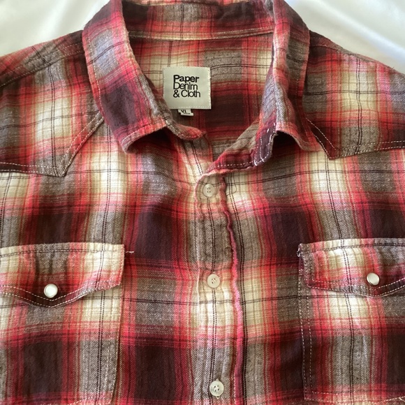 Men’s PAPER DENIM & CLOTH RED COTTON FLANNEL PATTERN SHIRT SIZE XL - Picture 5 of 10